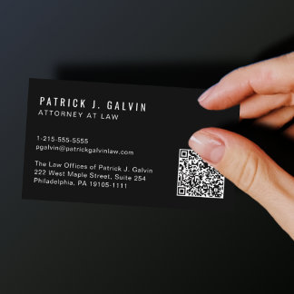 Cartão de Visita Preto Minimalista Profissional QR