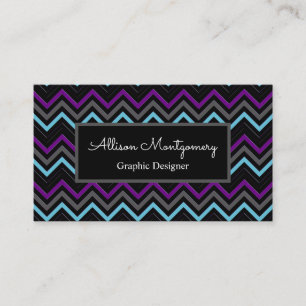 Cartão De Visita Preto moderno, Cinza, roxo e azul de gelo