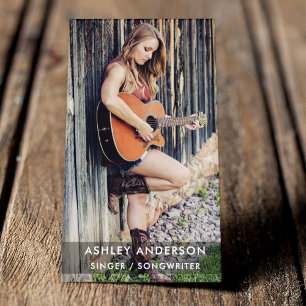 Cartão De Visita Preto moderno do músico do cantor