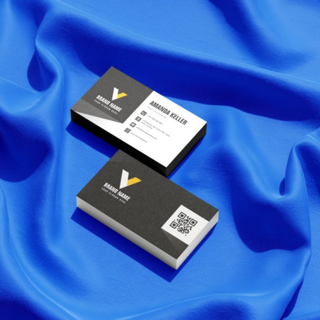 Cartão De Visita Preto Moderno e Branco (Criador carregado)