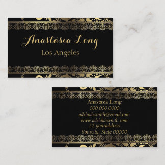 Cartão De Visita Preto moderno e Dourado