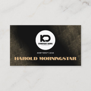 Cartão De Visita Preto Moderno e Logotipo e Qr de Pedra Dourada