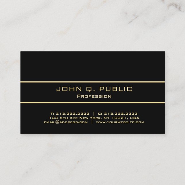 Cartão De Visita Preto Moderno Elegante Profissional Personalizado  (Frente)