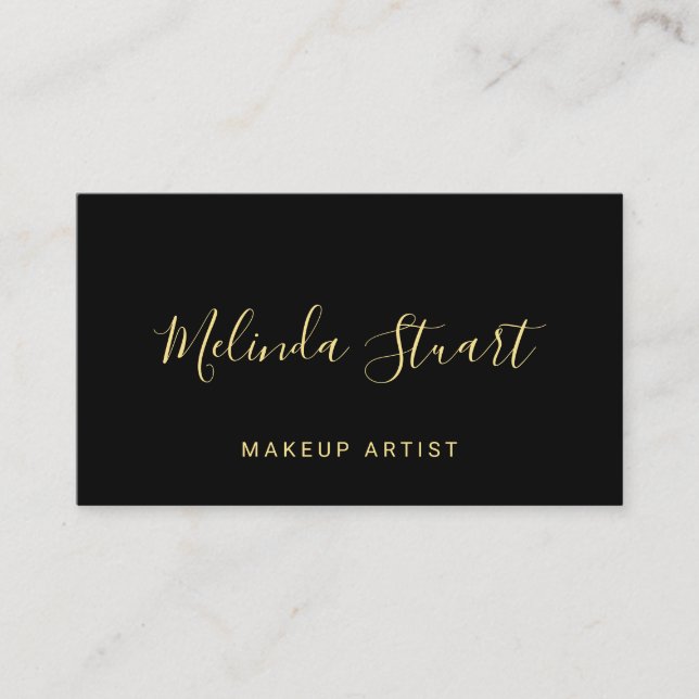 Cartão De Visita Preto moderno profissional e ouro (Frente)