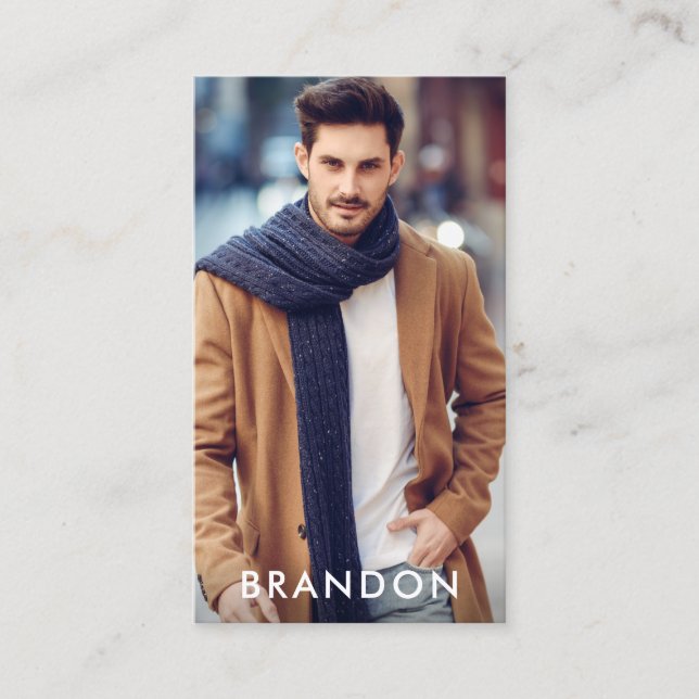 Cartão De Visita Preto moderno W da foto modelo do ator (Frente)