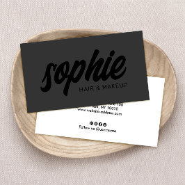 Cartão De Visita Preto no Script de Pincel Manuscrito Preto