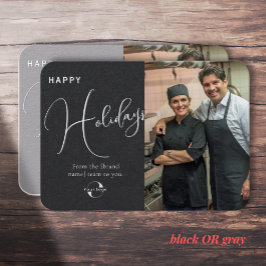 Cartão De Visita Preto ou Cinza. Logótipo da empresa, foto e saudaç