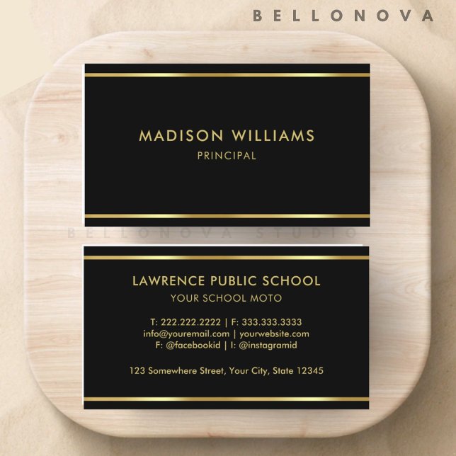 Cartão De Visita Preto Personalizado e Profissional Premium Dourado (Custom Black and Gold Premium Professional Business Card)