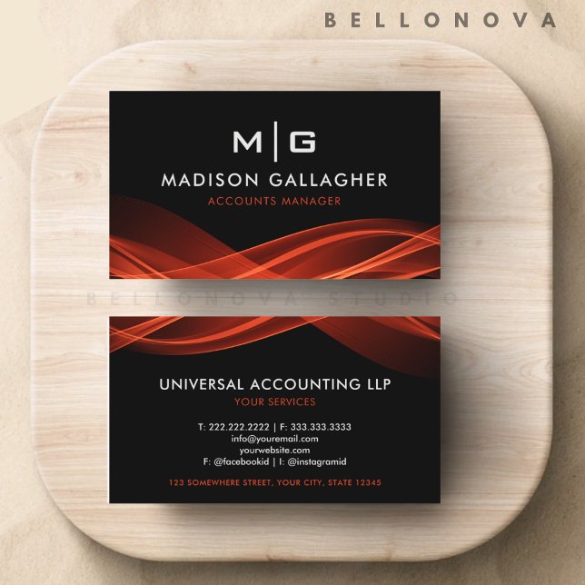 Cartão De Visita Preto Personalizado E Vermelho Branco Profissional (Custom Black And White Red Professional Business Card)