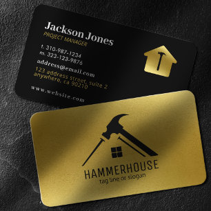 Cartão De Visita Preto Personalizado + Nivelamento de Hammer de Con