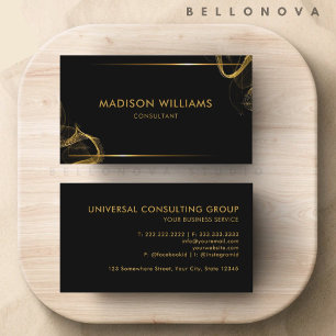 Cartão De Visita Preto personalizável e Dourado brilhante profissio