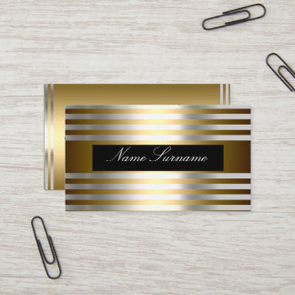 Cartão De Visita Preto Prata dourado Abstrato