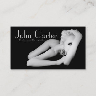 Cartão De Visita Preto profissional do modelo da mulher do