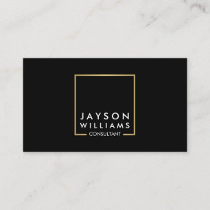 Cartão De Visita Preto profissional e logotipo quadrado Dourado II