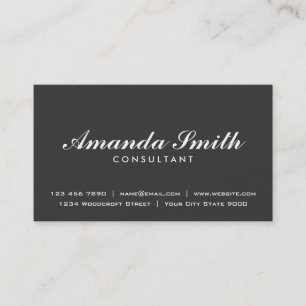 Cartão De Visita Preto profissional elegante da planície do
