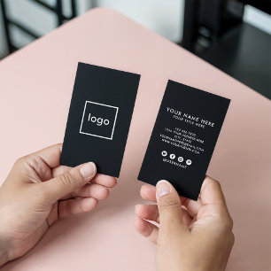 Cartão De Visita Preto profissional quadrado adicione o seu logotip