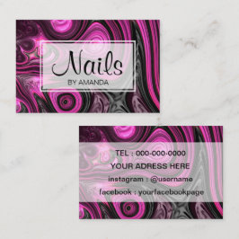 Cartão De Visita Preto roxo de NailArt do Pedicure do artista do