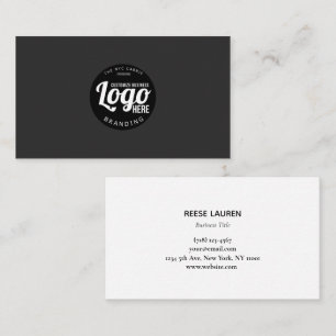 Cartão de visita preto simples com logotipo