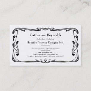 Cartão De Visita Preto simples da beira retro moderna do rolo do