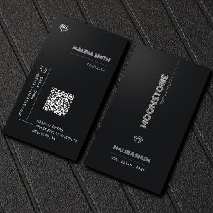 Cartão De Visita Preto, Simples, Minimalista, Luxo,Gemstone Diamond