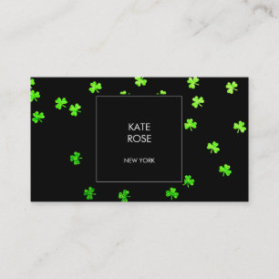 Cartão De Visita Preto verde Vip Glam dos confetes do trevo