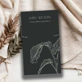 Cartão De Visita Preto - White Palm Leafe Sketch