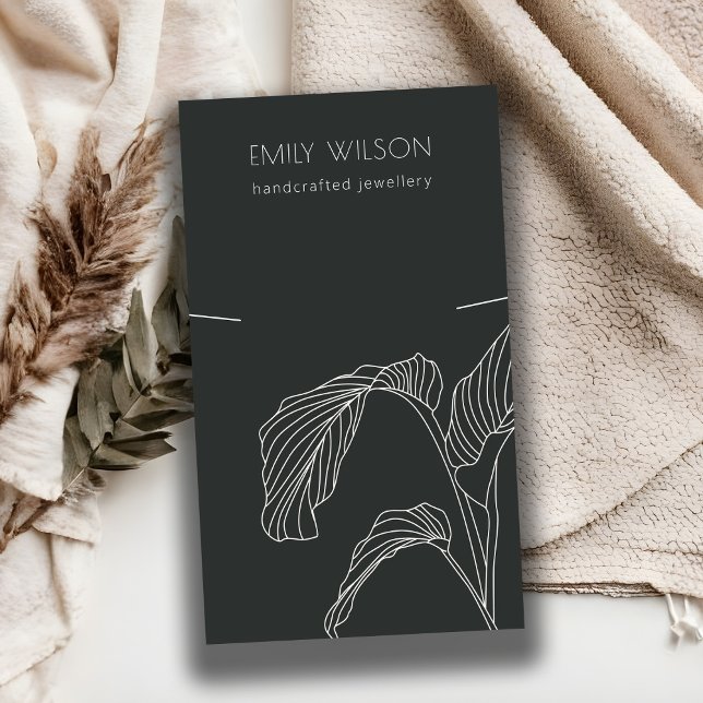 Cartão De Visita Preto - White Palm Leafe Sketch (Criador carregado)