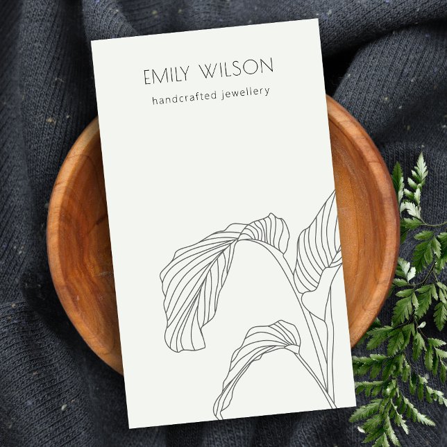 Cartão De Visita Preto White Palm Leafe Sketch Jewelry (Criador carregado)