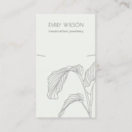 Cartão De Visita Preto - White Palm Leafe Sketch Necklace Display