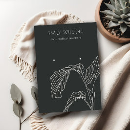 Cartão De Visita Preto White Palm Sketch Stuch Stuart Earring Displ