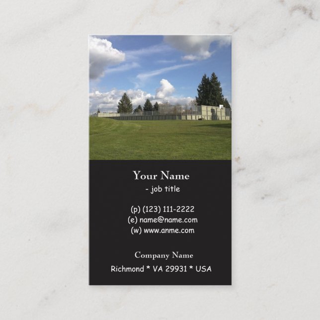 Cartão De Visita Primavera Park, belo céu azul, nuvens brancas... (Frente)