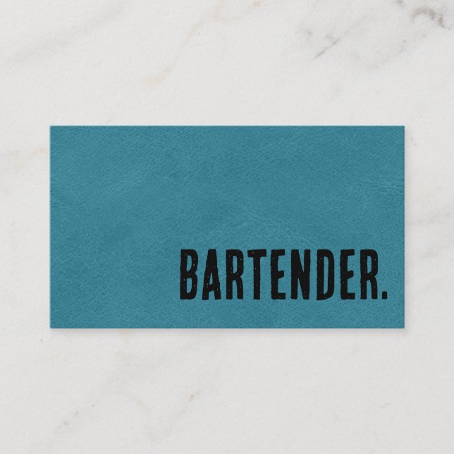 Cartão De Visita Primeiro Bartender de Couro Falso Preto (Frente)