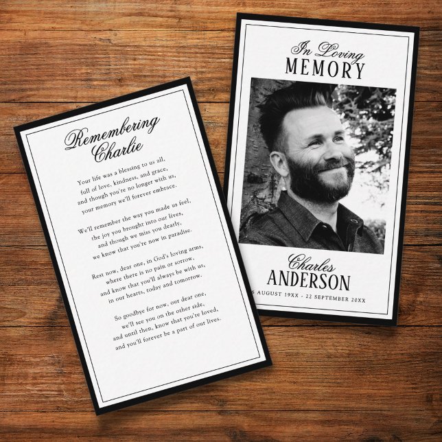 Cartão De Visita Printed Loving Memory Memorial Prayer Cards (Criador carregado)