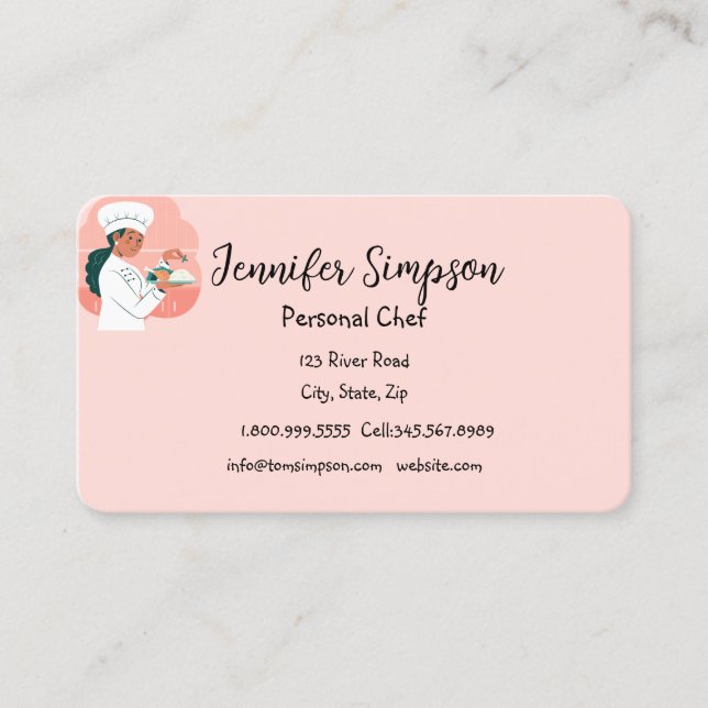 Cartão De Visita Privado de Cook Cook de Chef Pessoal (Frente)