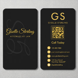 Cartão De Visita Procurador-Geral do Monograma Dourado Código QR Pr