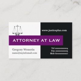 Cartão De Visita Procurador na escala de justiça roxo, negro