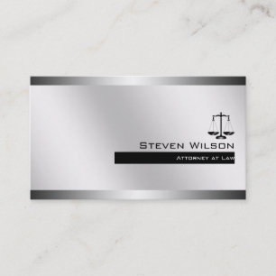 Cartão De Visita Procurador na Lei White e Silver Steel Scale Legal