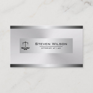 Cartão De Visita Procurador na Lei White e Silver Steel Scale Legal