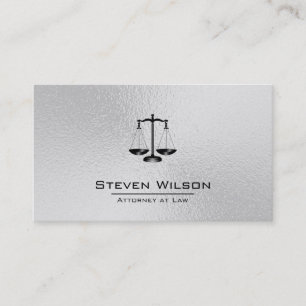 Cartão De Visita Procurador na Lei White e Silver Steel Scale Legal