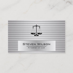 Cartão De Visita Procurador na Lei White e Silver Steel Scale Legal