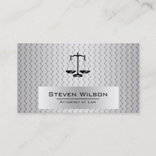 Cartão De Visita Procurador na Lei White e Silver Steel Scale Legal