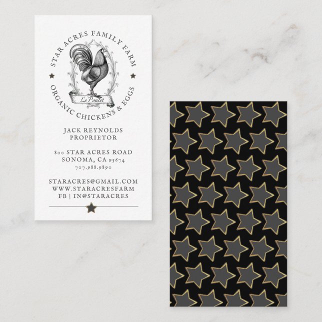 Cartão De Visita Produção de Ovos Orgânicos Russos Frescos (Frente/Verso)