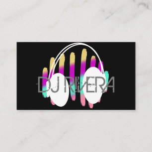 Cartão De Visita Produtor de Música de DJ Moderna Neon Colorida