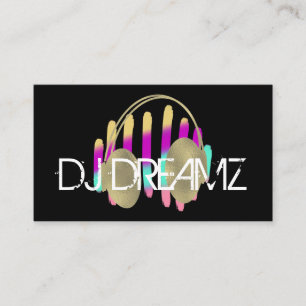 Cartão De Visita Produtor de Música de Negócios de DJ Neon e Ouro F