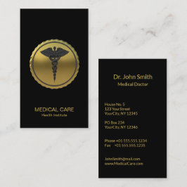 Cartão De Visita Professional 3D Gold Caduceus Medical Emblem