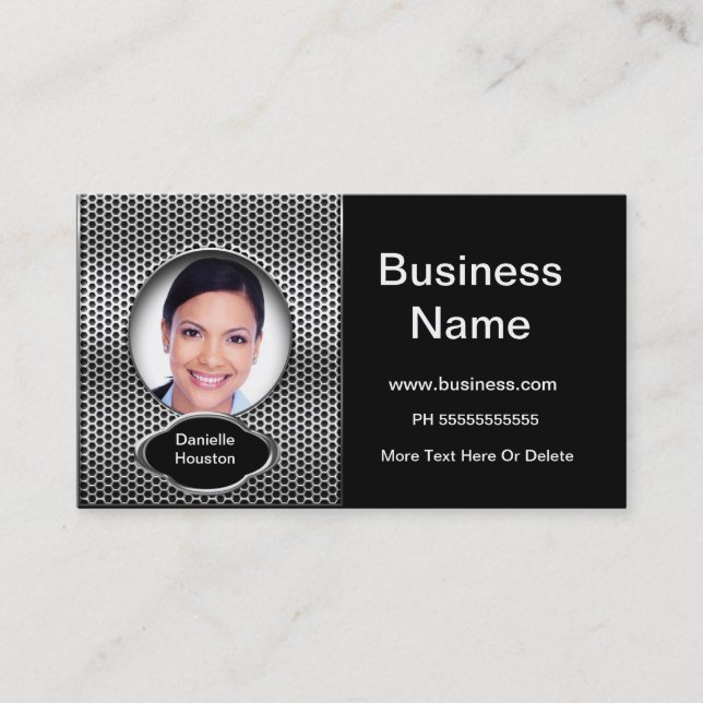 Cartão De Visita Professional Add Photo Silver Classy Business (Frente)