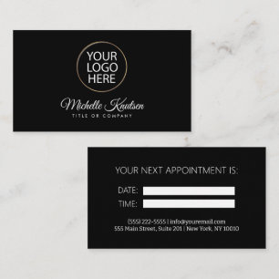Cartão De Visita Professional Add Your Logo Black Appontion Card (A