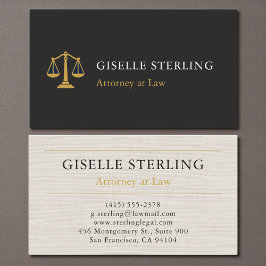 Cartão De Visita Professional Attorney Law Firm Linen Gold