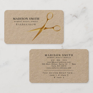 Cartão De Visita Professional Barber Minimalist Barbershop Rustic