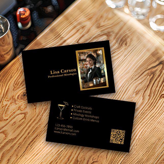 Cartão De Visita Professional Bartender elegante, projetado (Criador carregado)